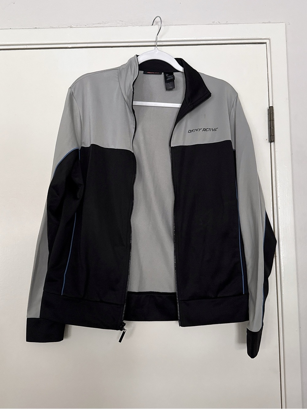 DKNY Active Black & Light Gray Performance Zip Jacket